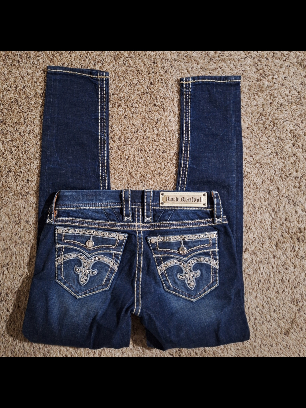 Rock Revival Alaness Skinny Jeans Embellished Flap Pocket Size 26